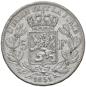 reverse: BELGIO, Leopoldo I - 5 Franchi, 1851