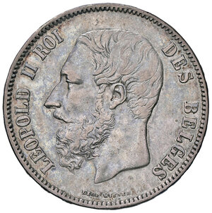 obverse: BELGIO, Leopoldo II - 5 franchi, 1868