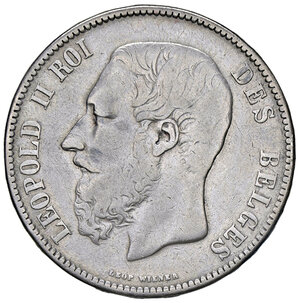 obverse: BELGIO, Leopoldo II - 5 franchi, 1868