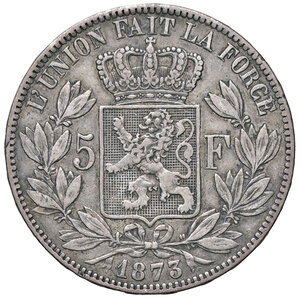 reverse: BELGIO, Leopoldo II - 5 franchi, 1873