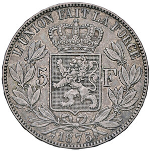 reverse: BELGIO, Leopoldo II - 5 franchi, 1875