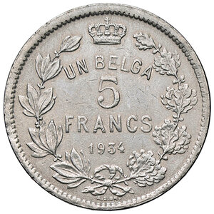 reverse: BELGIO, Alberto - 5 Franchi, 1934