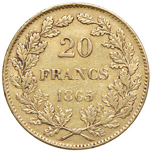 reverse: BELGIO, Belgio. Leopoldo I - 20 Franchi, 1865