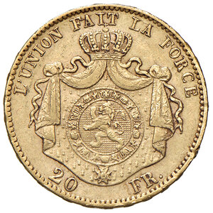 reverse: BELGIO, Belgio. Leopoldo II - 20 Franchi, 1868