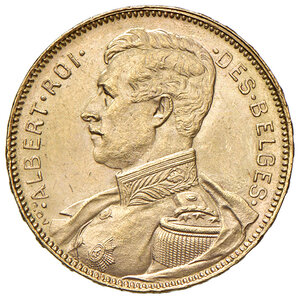 obverse: BELGIO, Belgio. Alberto I - 20 Franchi, 1914