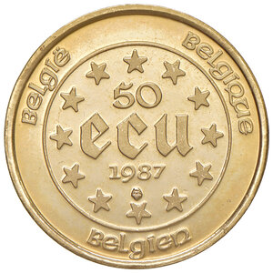 reverse: BELGIO, Belgio. Baudouin I - 50 Ecu, 1987