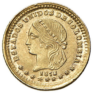 obverse: COLOMBIA, 1 Peo, 1872