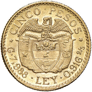 reverse: COLOMBIA, 5 Pesos, 1924