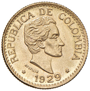 obverse: COLOMBIA, 5 Pesos, 1929