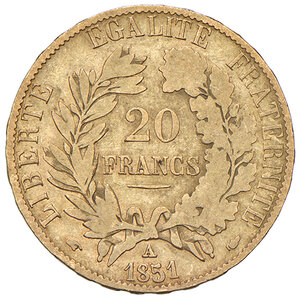 reverse: FRANCIA, Seconda Repubblica - 20 franchi, 1851