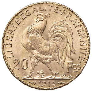 reverse: FRANCIA, Terza Repubblica - 20 Franchi, 1914