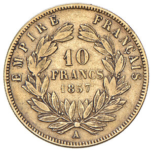 reverse: FRANCIA, Napoleone III - 10 Franchi, 1857