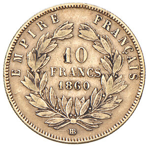 reverse: FRANCIA, Napoleone III - 10 Franchi, 1860