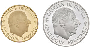 obverse: FRANCIA,  Quinta Repubblica - Set di 2 monete da 1 Franco Charles de Gaulle, 1988