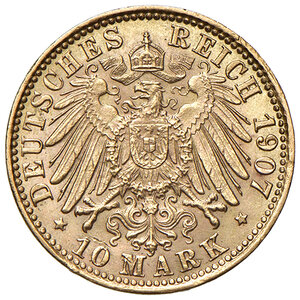 reverse: GERMANIA, Hamburg - 10 Marchi, 1907