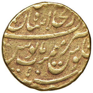 obverse: INDIA, Impero Moghul. Alamgir Aurangzeb - 1 Mohur. Shahjahanabad, (1658-1707)