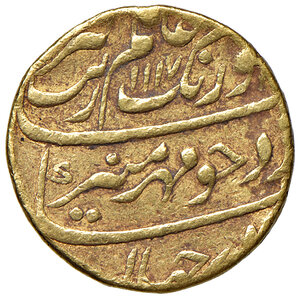 reverse: INDIA, Impero Moghul. Alamgir Aurangzeb - 1 Mohur. Shahjahanabad, (1658-1707)