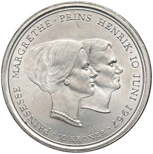 reverse: DANIMARCA, Federico IX - 10 Kroner, 1967