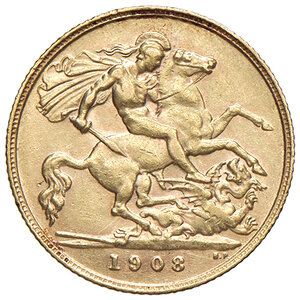 reverse: INGHILTERRA, Edward VII - ½ Sovereign, 1908