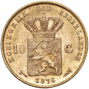 reverse: PAESI BASSI, William III (1849-1890). 10 Gulden, 1876