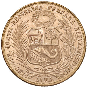 obverse: PERU, Perù. Repubblica (1822-Oggi). 100 Soles Oro, 1967