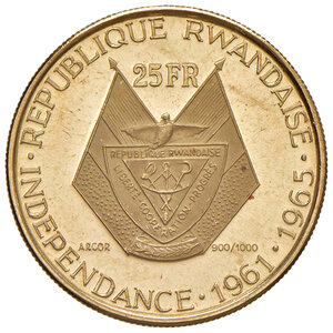 reverse: RWANDA, 25 Franchi, 1965