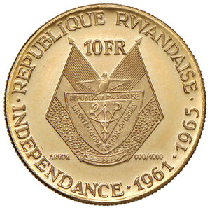 reverse: RWANDA, 10 Franchi, 1965