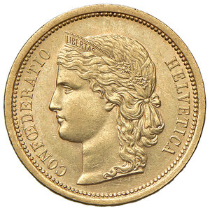 obverse: SVIZZERA, 20 Franchi, 1886