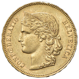 obverse: SVIZZERA, 20 Franchi, 1890