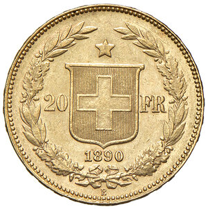 reverse: SVIZZERA, 20 Franchi, 1890