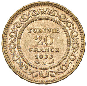 obverse: TUNISIA, 20 Franchi, 1900