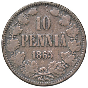 reverse: FINLANDIA, Alessandro II - 10 Pennia, 1865