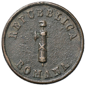 obverse: ANCONA, Seconda Repubblica romana - 1 Baiocco, 1849