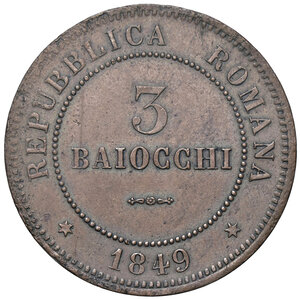 reverse: BOLOGNA, Seconda Repubblica romana - 3 Baiocchi, 1849