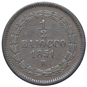 reverse: BOLOGNA, Pio IX - Mezzo Baiocco, 1851