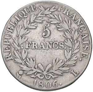 reverse: FRANCIA, Napoleone I - 5 Franchi, 1806 L