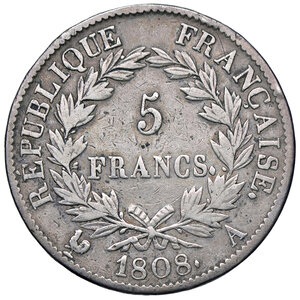 reverse: FRANCIA, Napoleone I - 5 Franchi, 1808 A