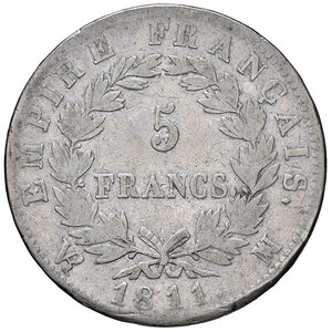 reverse: FRANCIA, Napoleone I - 5 Franchi, 1811 MA