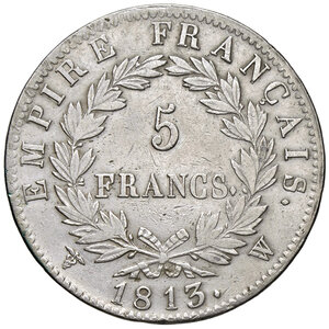 reverse: FRANCIA, Napoleone I - 5 Franchi, 1813 W