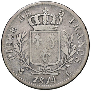 reverse: FRANCIA, Luigi XVIII - 5 Franchi, 1814 L