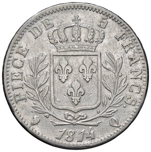 reverse: FRANCIA, Luigi XVIII - 5 Franchi, 1814 Q