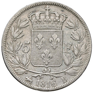 reverse: FRANCIA, Luigi XVIII - 5 Franchi, 1816 B