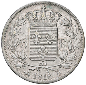 reverse: FRANCIA, Luigi XVIII - 5 Franchi, 1818 B