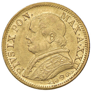 obverse: Pio IX (1846-1878). Roma. Monetazione decimale, 1866-1870. Da 5 lire 1867 anno XXII AV. Pagani 546. MIR 3164/2. Rarissima. Fondi lucenti, SPL/Migliore di SPL 