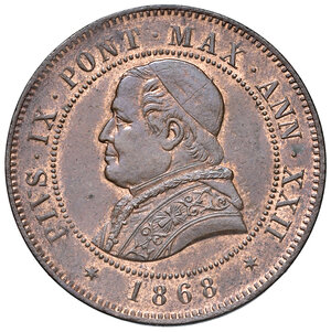 obverse: Pio IX (1846-1878). Roma. Monetazione decimale, 1866-1870. Da 4 soldi 1868 anno XXII CU. Pagani 593. MIR 3172/4. q.FDC 