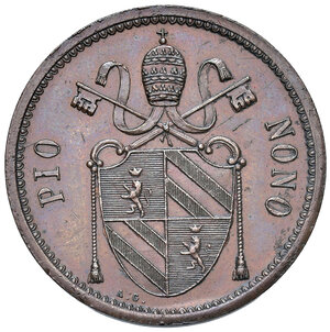 obverse: Pio IX (1846-1878). Gaeta?. Da 3 baiocchi 1848 (zecca incerta in Belgio) CU gr. 19,40. Emissione di fantasia. Rara. Migliore di SPL 