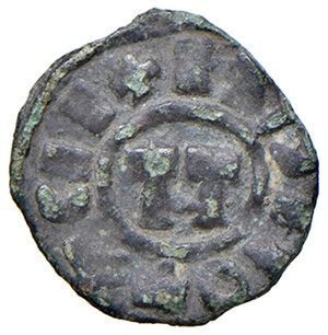 obverse: Lucca. Enrico III, IV o V (1004-1024). Medaglia o obolo MI gr. 0,46. Bellesia 4 (frazione di denaro). MIR 112. Estremamente raro e in stato di conservazione inconsueto per il tipo di moneta, buon BB 