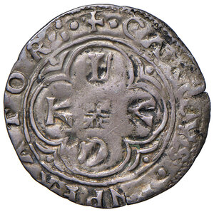 obverse: Lucca. Repubblica (sec. XIII-1799). Emissioni dei secc. XIV-XV. Grosso da 3 bolognini (dopo il 1450) AG gr. 2,31. Bellesia 5. MIR 151. Ex asta Varesi 82/2023, 585.  Rarissimo. Tondello lievemente ondulato, altrimenti q.BB 