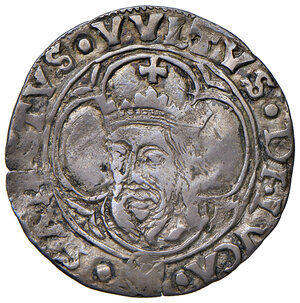 reverse: Lucca. Repubblica (sec. XIII-1799). Emissioni dei secc. XIV-XV. Grosso da 3 bolognini (dopo il 1450) AG gr. 2,31. Bellesia 5. MIR 151. Ex asta Varesi 82/2023, 585.  Rarissimo. Tondello lievemente ondulato, altrimenti q.BB 