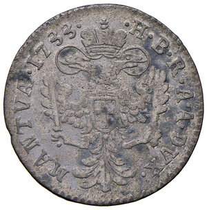 reverse: Mantova. Carlo VI d’Asburgo (1707-1740). Lira 1733 MI gr. 3,65. Bignotti 2. MIR 752/3. Rara. Lievi porosità, altrimenti BB 